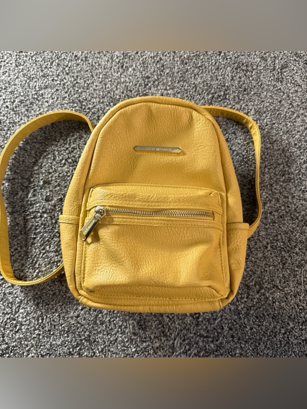 Steve Madden Bailey Backpack in Mustard Yellow Adjustable Straps 10x7x2.5 Inch